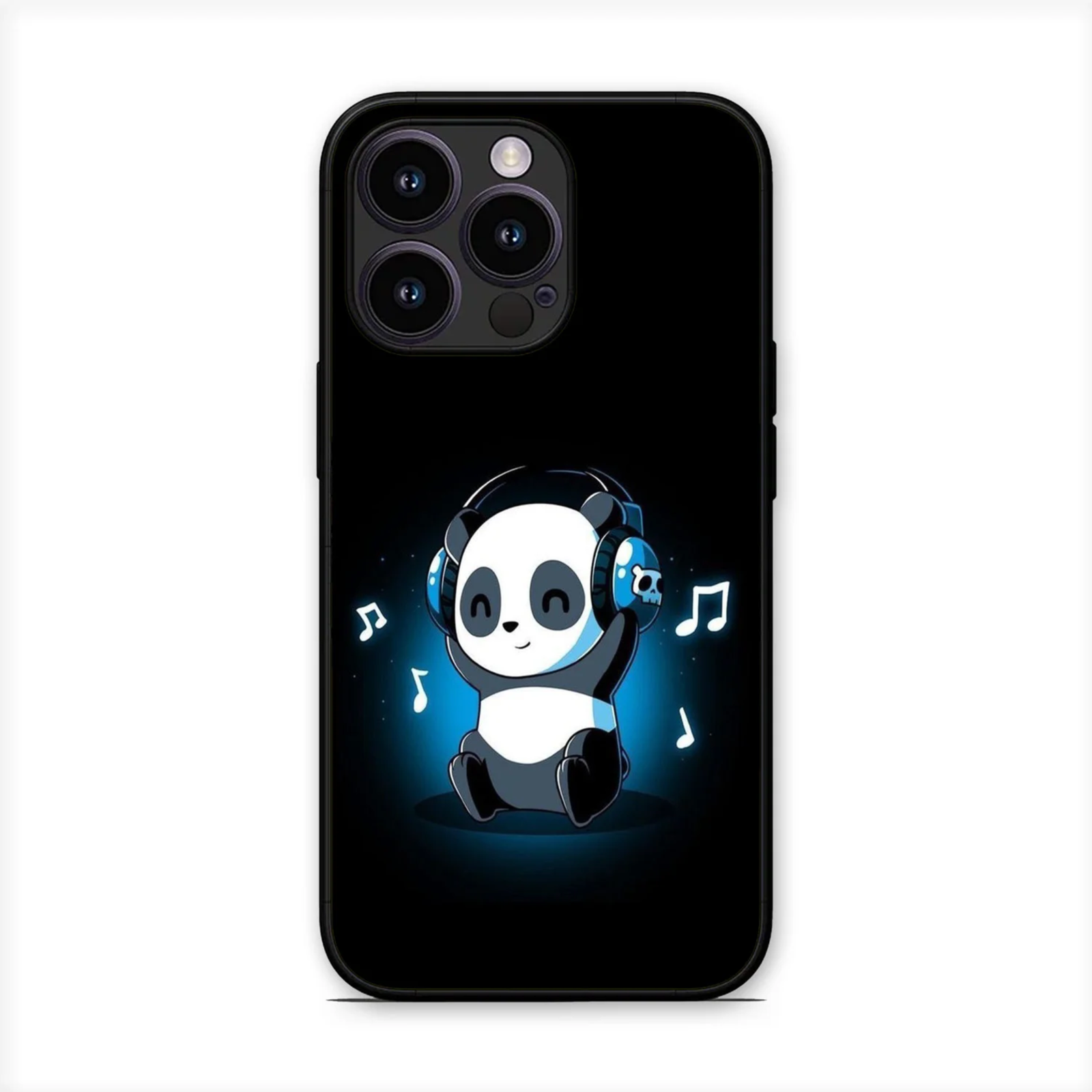 Cute Panda Listening Music Glossy Metal TPU Mobile Back Cover D002