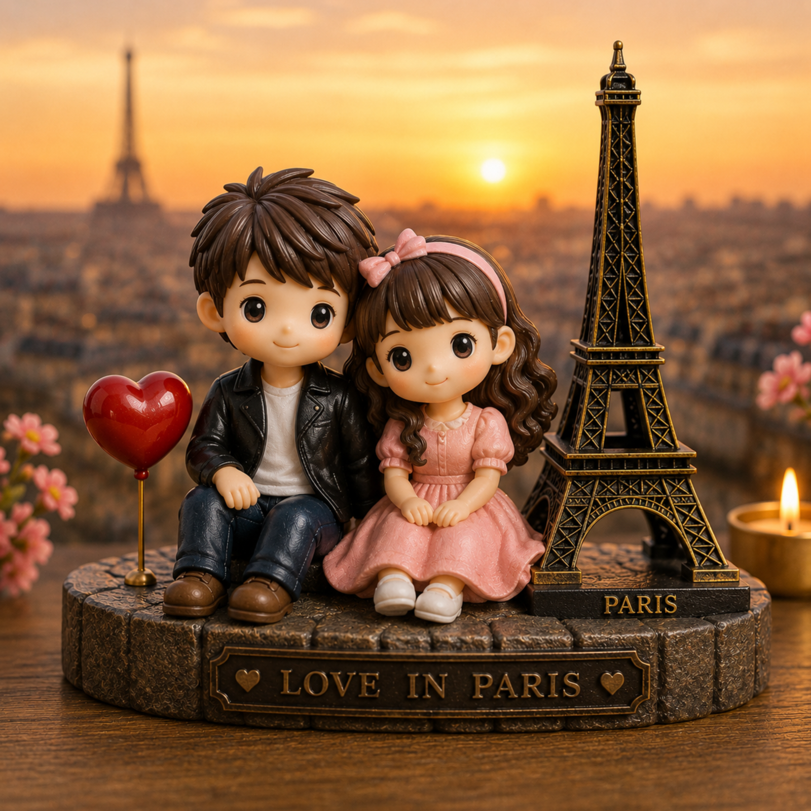 Love in Paris Miniature Couple Figurine - Image 2