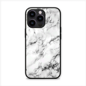White Grey Marble Glossy Metal TPU Mobile Back Cover D002